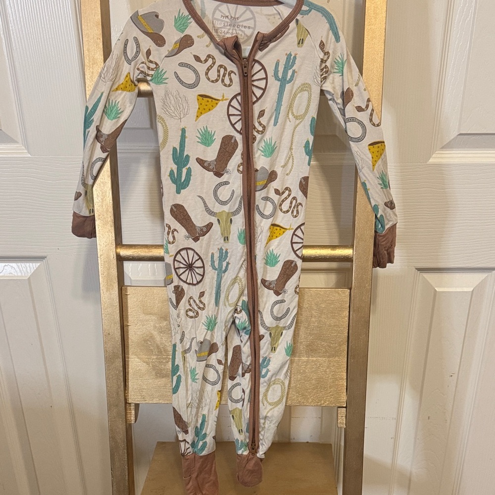 Little Sleepies Western-Themed Footies - Brown, Yellow, Green